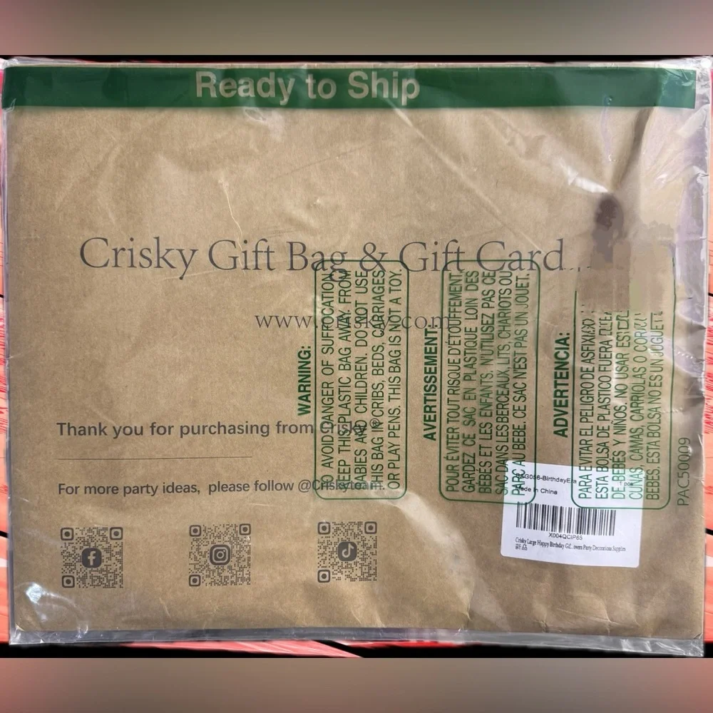 NWT Crisky Large “In My Birthday Era” Gift Bag with Tissue & Card